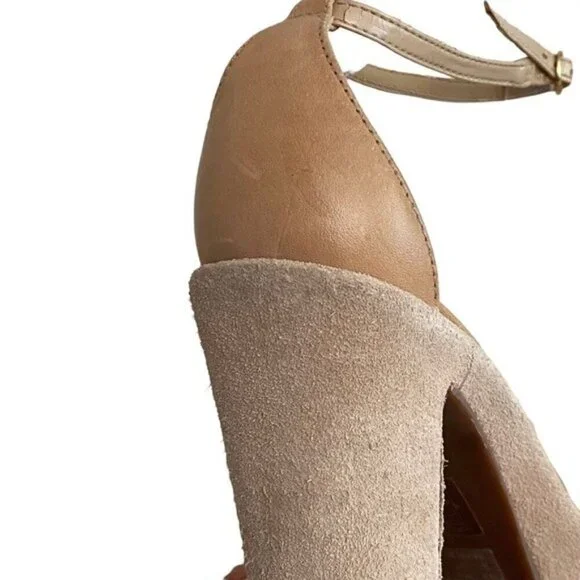 SCHUTZ Suede Platforms Ankle Strap Heels in Cream Tan Size 8 - Picture 6 of 8